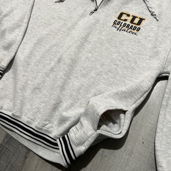 VTG University Of Colorado Sweatshirt 90s Thermal Hood Grey CU Buffs College XL - Picture 4 of 6